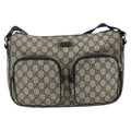 Gucci Double Pocket Messenger Bag Gg Coated Canvas Navy Canvas Shoulder Bag Bag (Pre-Owned)