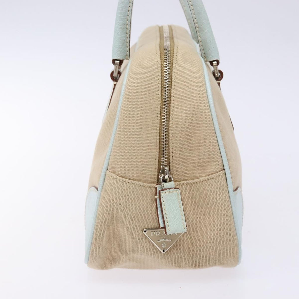 Prada Bauletto Bag Canvas With Leather Beige Canvas Bag