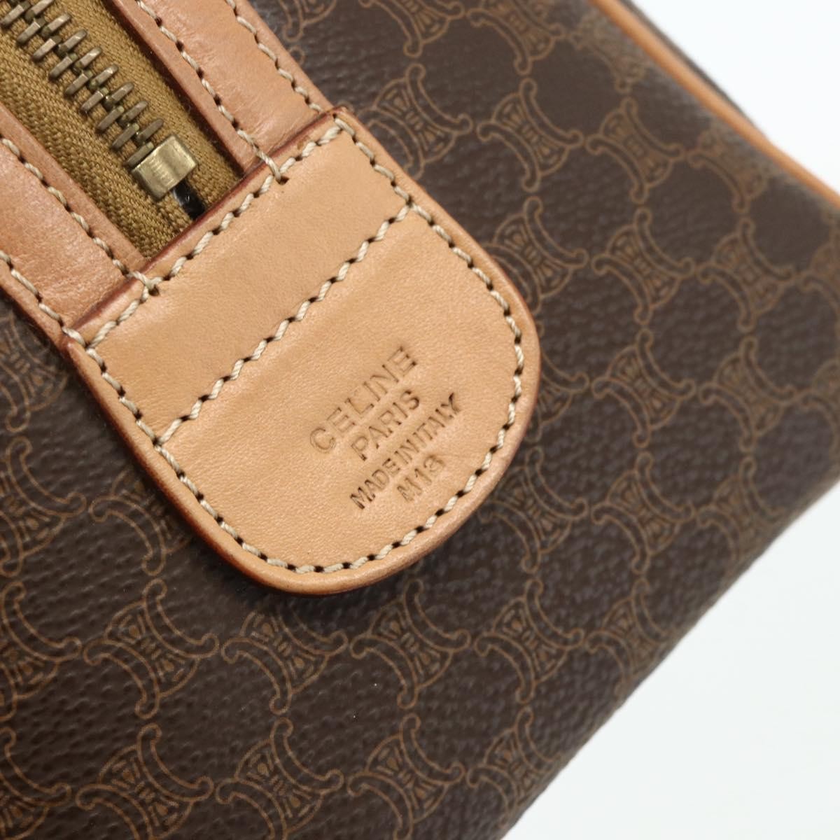 Celine Vintage Macadam Boston Bag Canvas And Leather Brown Canvas Handbag