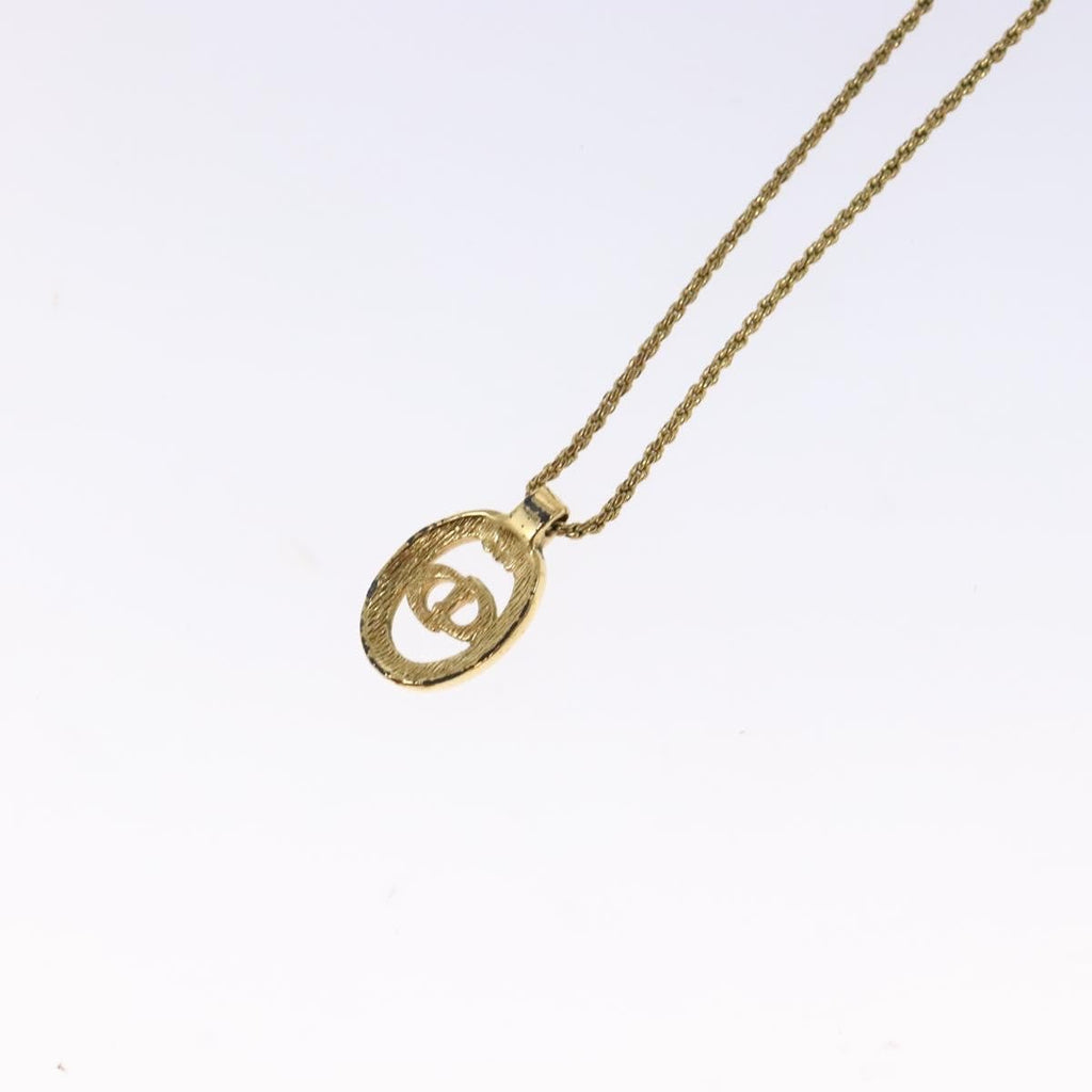Christian Dior Cd Round Pendant Necklace Metal And Crystals Gold Metal Jewelry (Pre-Owned)