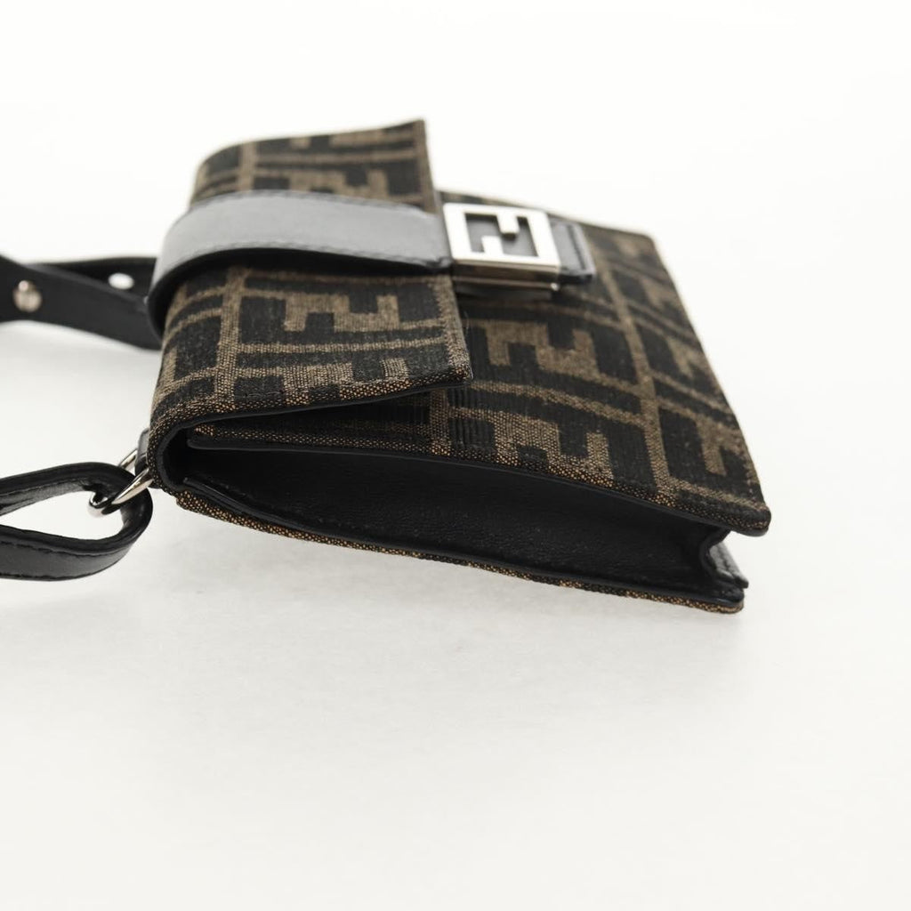 Fendi Baguette Convertible Belt Bag Zucca Canvas Black Canvas Bag