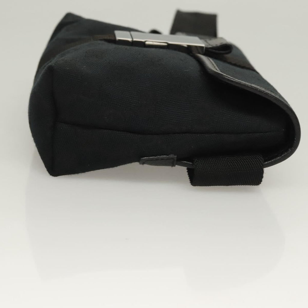 Gucci Buckle Belt Bag Gg Canvas Black Canvas Bag (Pre-Owned)