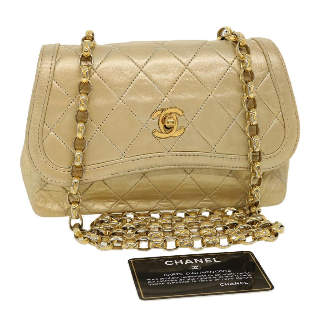 Chanel Vintage Cc Chain Flap Bag Quilted Lambskin Gold Leather Shoulder Bag Bag