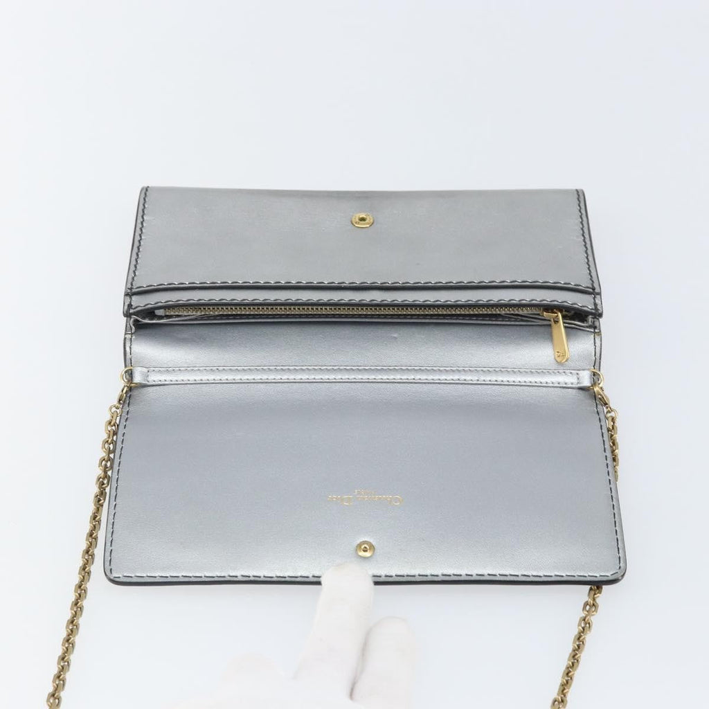 Christian Dior J'adior Croisiere Chain Wallet Leather Silver Leather Clutche & Pouche Bag (Pre-Owned)