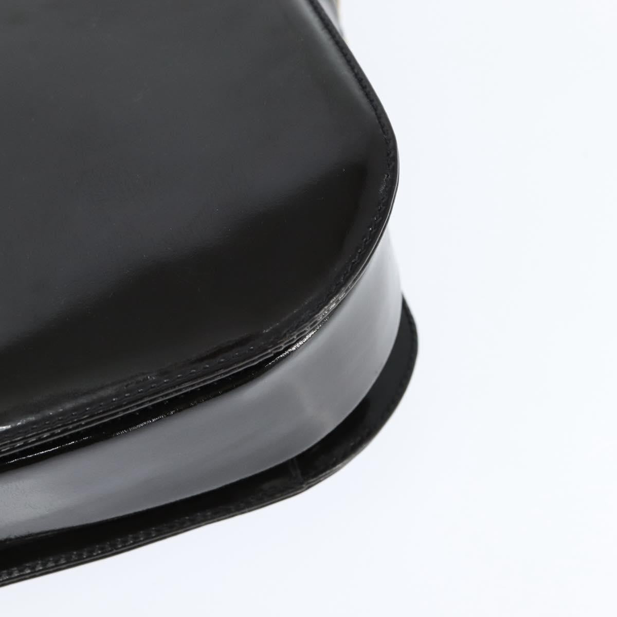 Celine Vintage Carriage Flap Clutch Leather Black Patent_Leather Shoulder Bag Bag