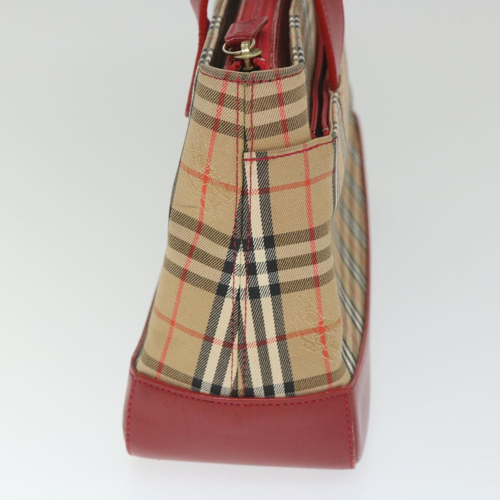Burberry Nova Check Handbag Leather And Nylon Beige Nylon Handbag