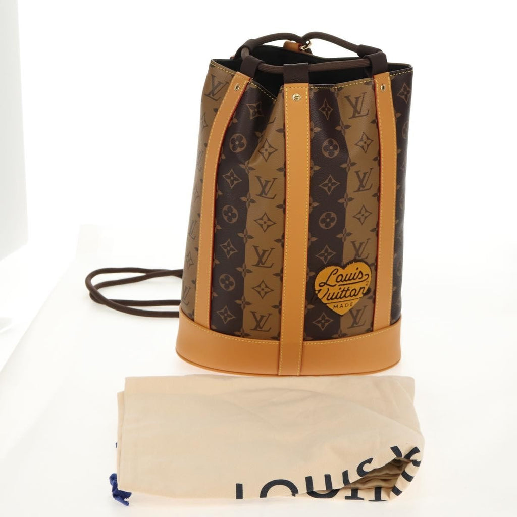 Louis Vuitton Nigo Randonnee Backpack Limited Edition Stripes Monogram Canvas Brown Canvas Shoulder Bag