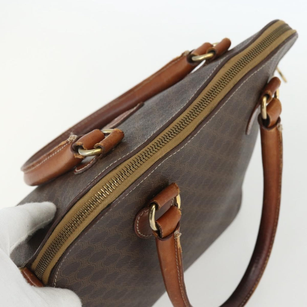 Celine Vintage Macadam Handbag Canvas And Leather Brown Canvas Handbag