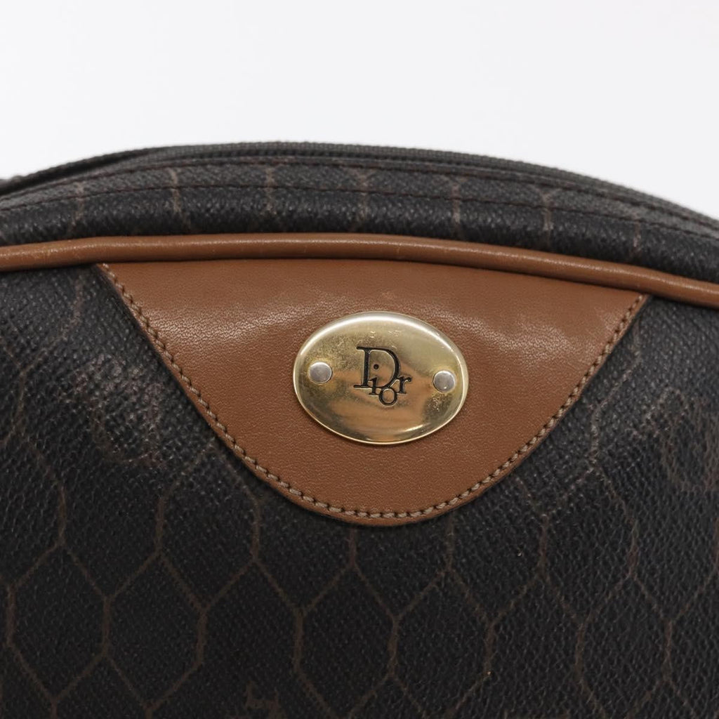 Christian Dior Vintage Honeycomb Shoulder Bag Canvas And Leather Black Canvas Shoulder Bag Bag (Pre-Owned)