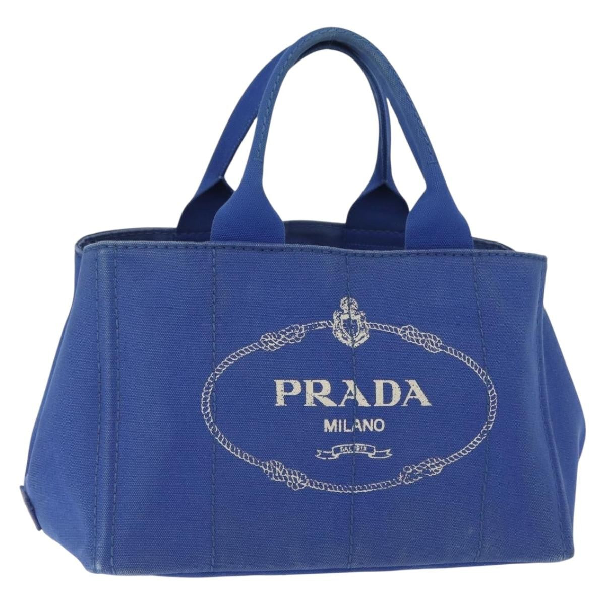 Prada Canapa Open Tote Canvas Blue Canvas Tote Bag Bag