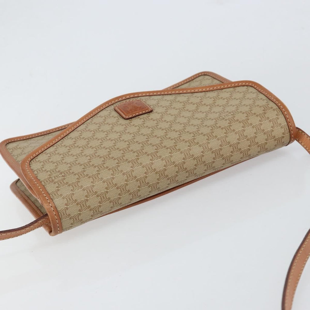 Celine Vintage Macadam Shoulder Bag Canvas Beige Canvas Shoulder Bag Bag
