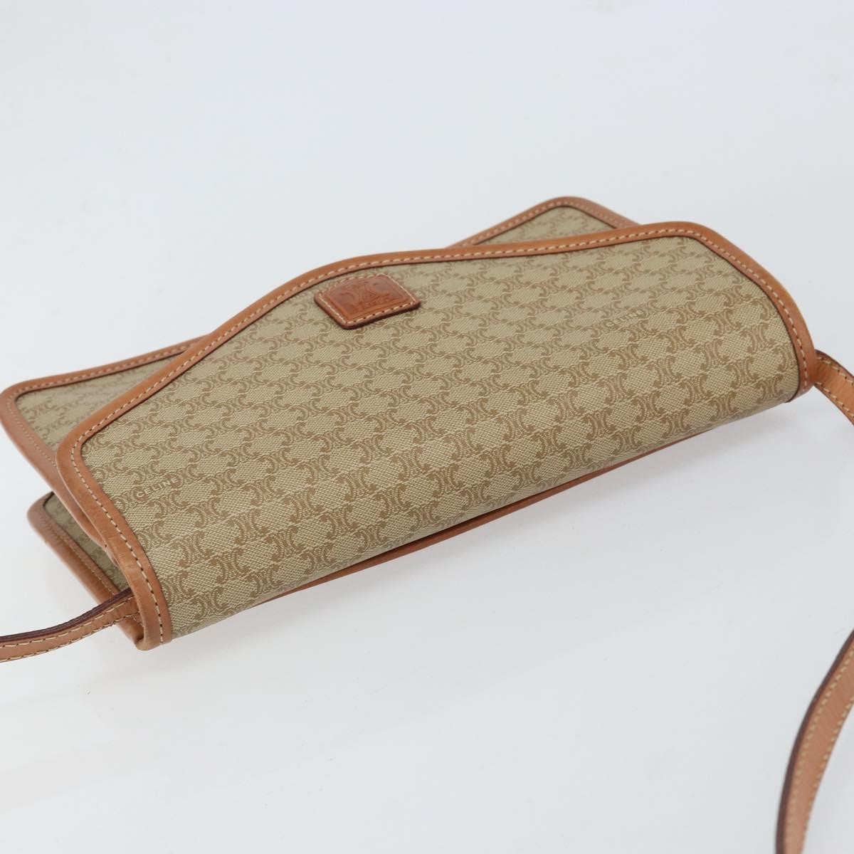 Celine Vintage Macadam Shoulder Bag Canvas Beige Canvas Shoulder Bag Bag