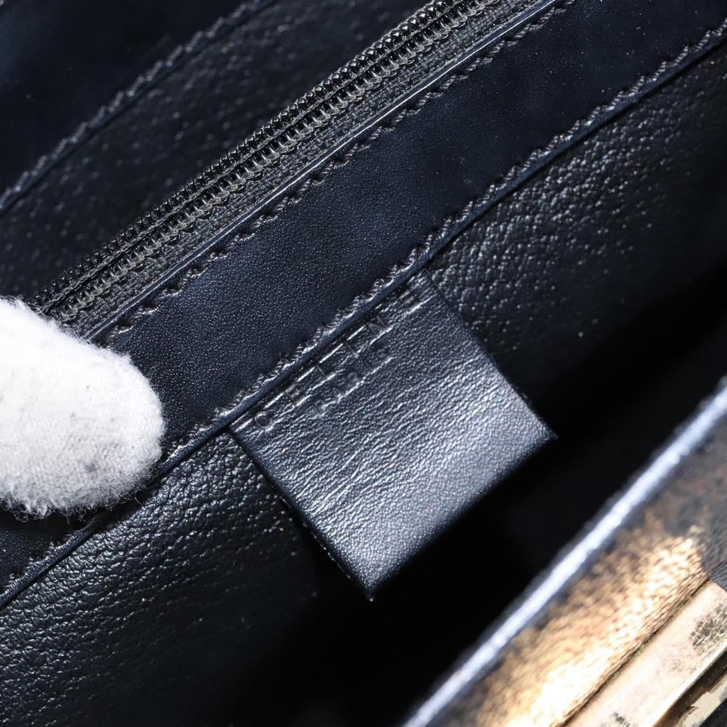 Celine Vintage Convertible Top Handle Bag Macadam Coated Canvas Black Canvas Handbag