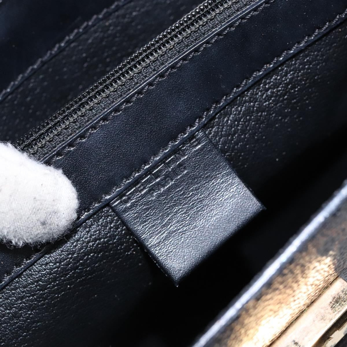 Celine Vintage Convertible Top Handle Bag Macadam Coated Canvas Black Canvas Handbag