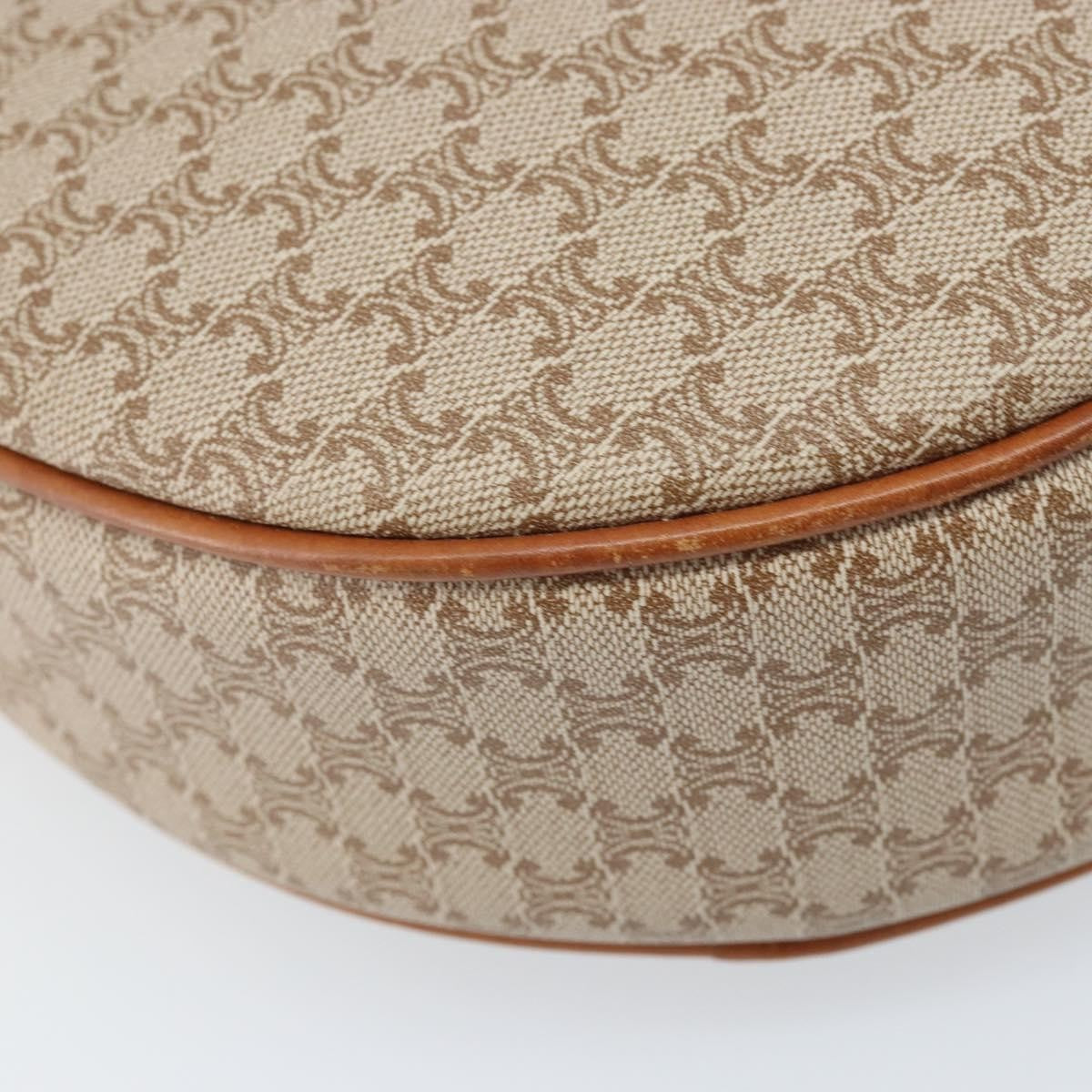 Celine Vintage Macadam Shoulder Bag Canvas And Leather Beige Canvas Shoulder Bag Bag