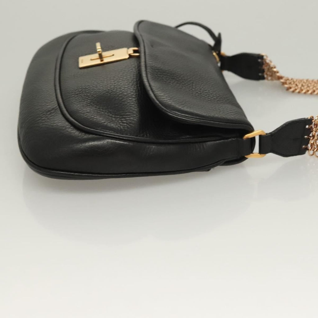 Prada Vintage Chain Flap Shoulder Bag Leather Black Leather Shoulder Bag Bag