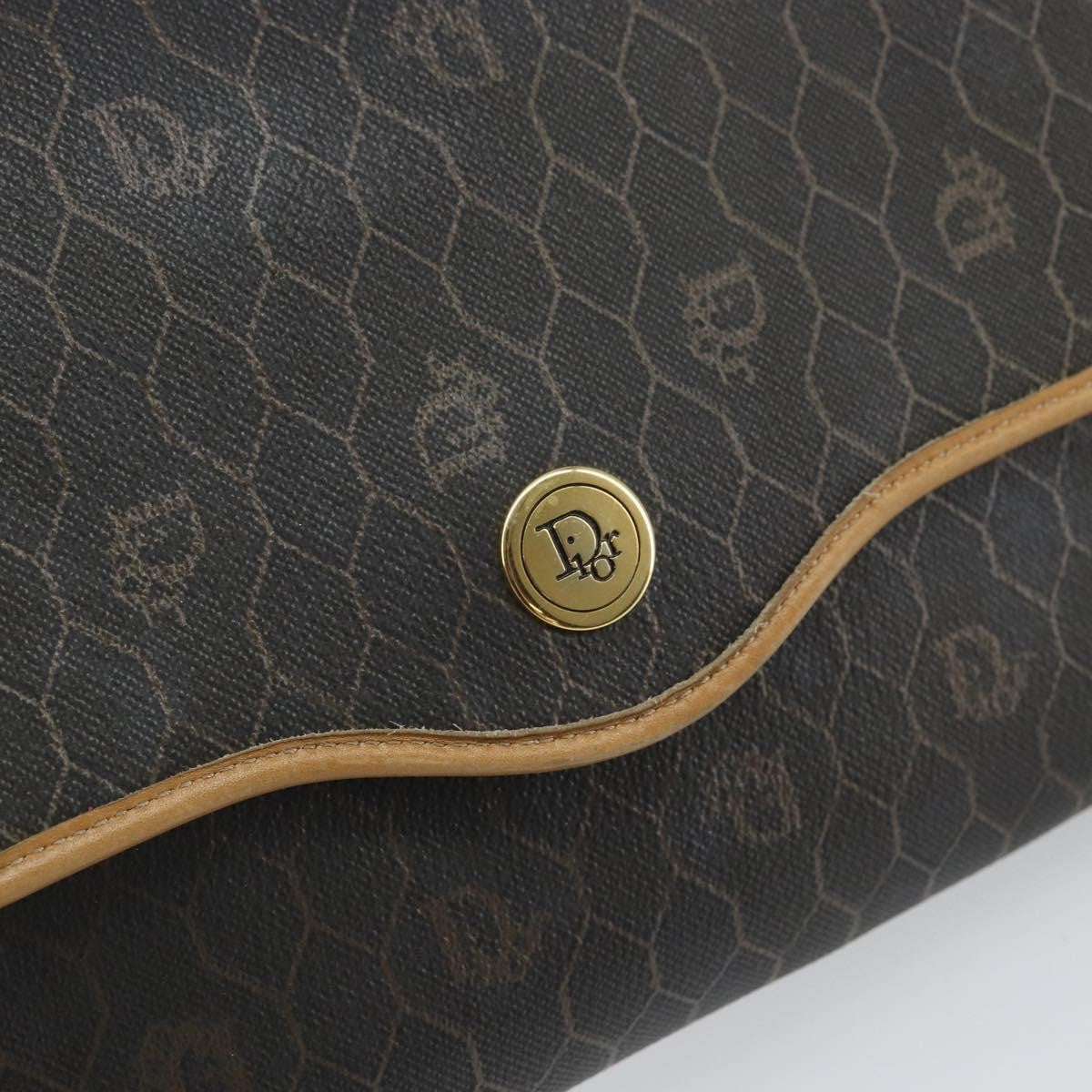 Christian Dior Vintage Honeycomb Shoulder Bag Canvas Black Canvas Shoulder Bag Bag (Pre-Owned)