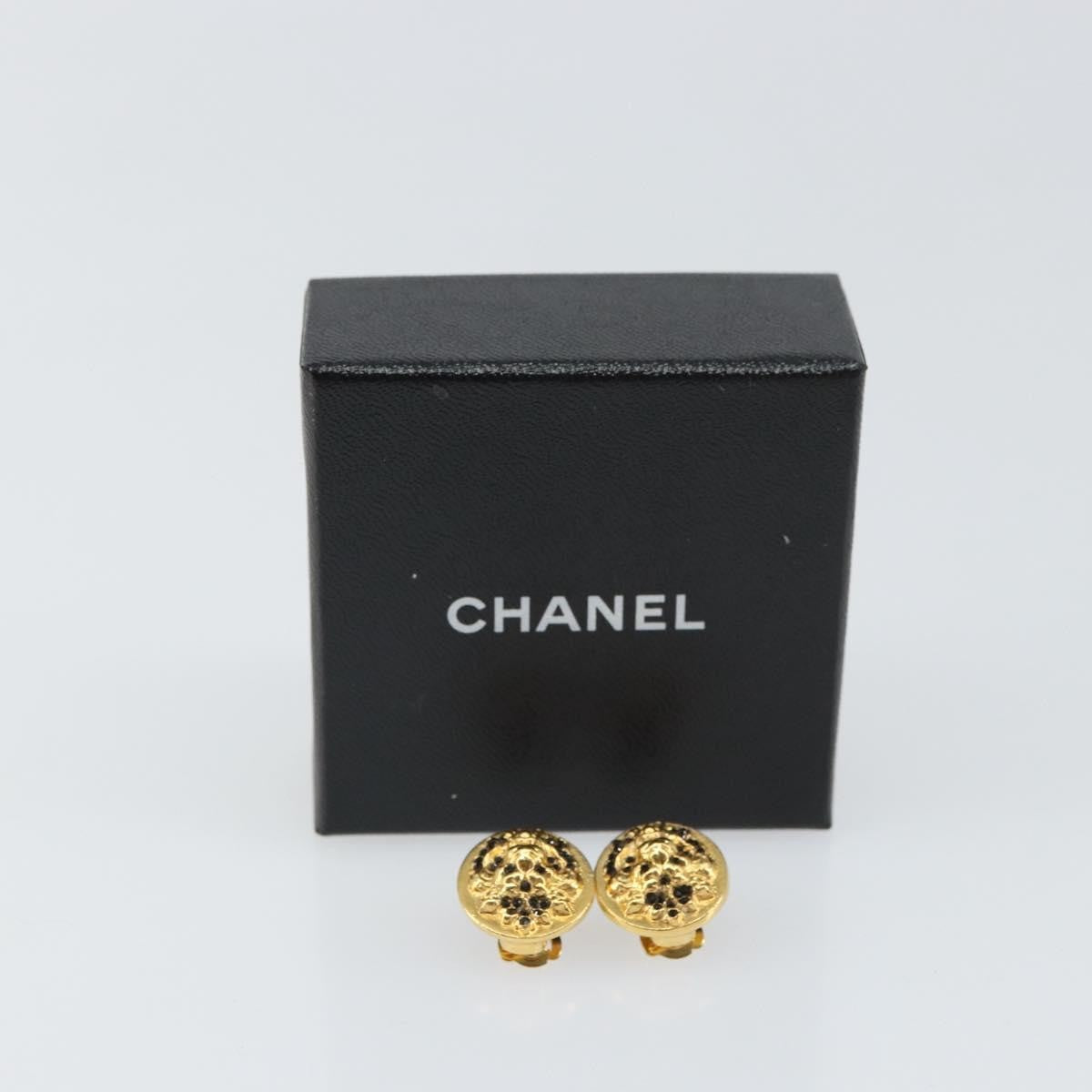 Chanel Vintage Cc Round Clip-On Earrings Metal Gold Metal Earrings Jewelry