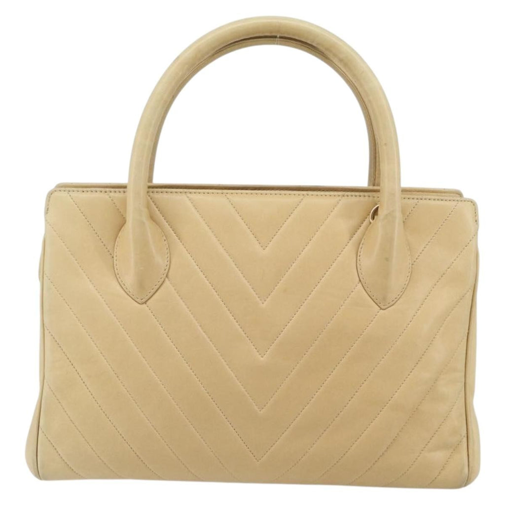 Chanel Vintage Convertible Tote Chevron Lambskin Beige Leather Tote Bag Bag