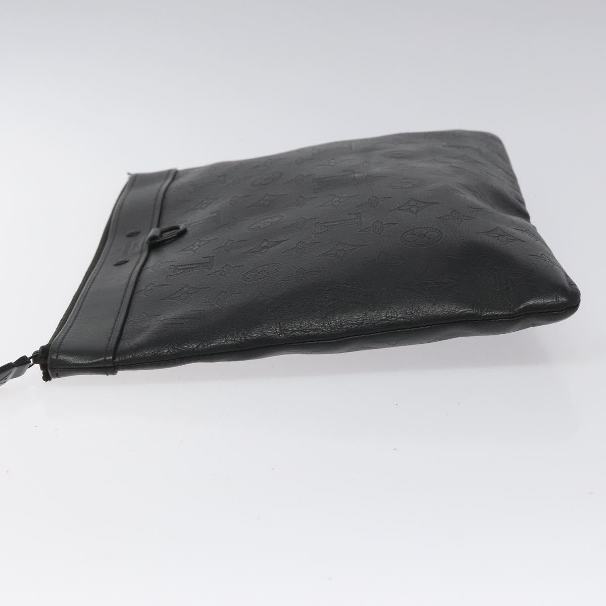 Louis Vuitton Discovery Pochette Monogram Shadow Leather Black Leather Bag