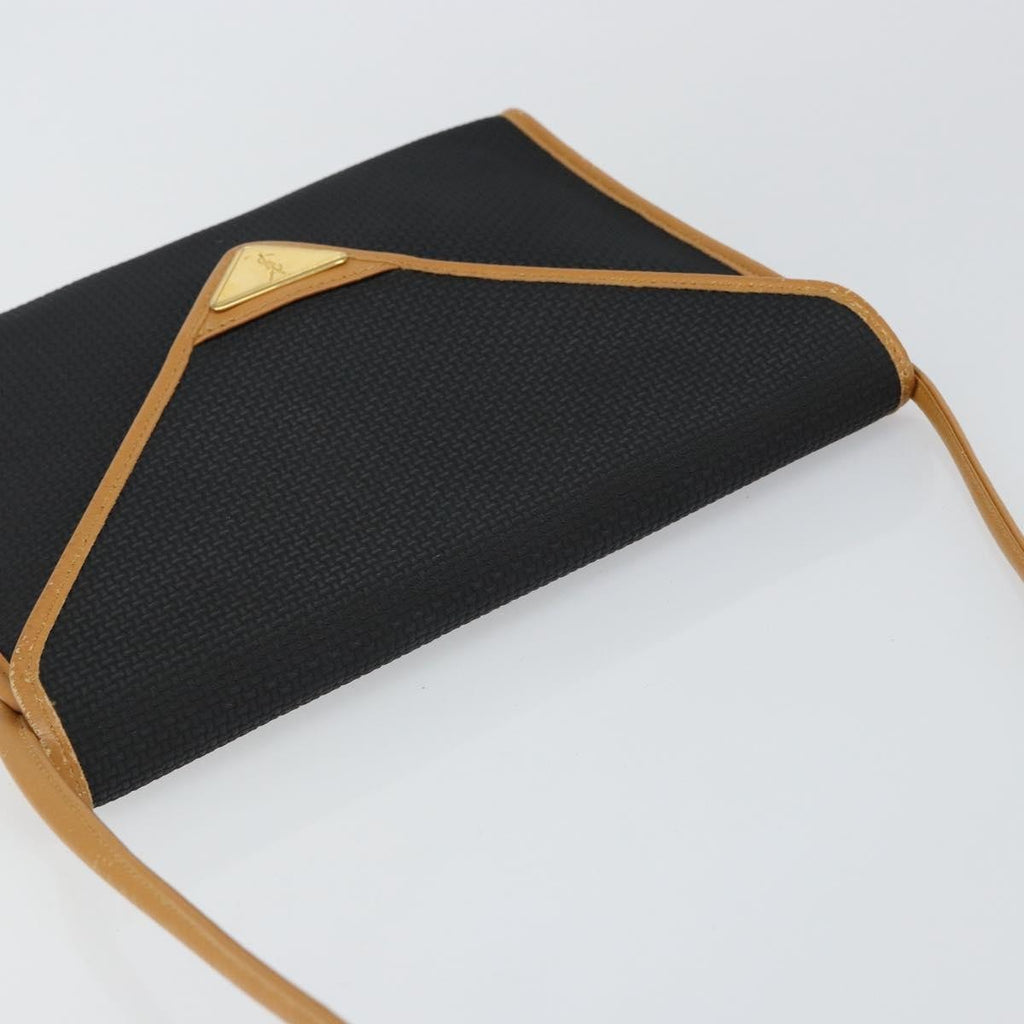 Saint Laurent Vintage Flap Crossbody Bag Coated Canvas With Leather Black Pvc Shoulder Bag Bag (Pre-Owned)