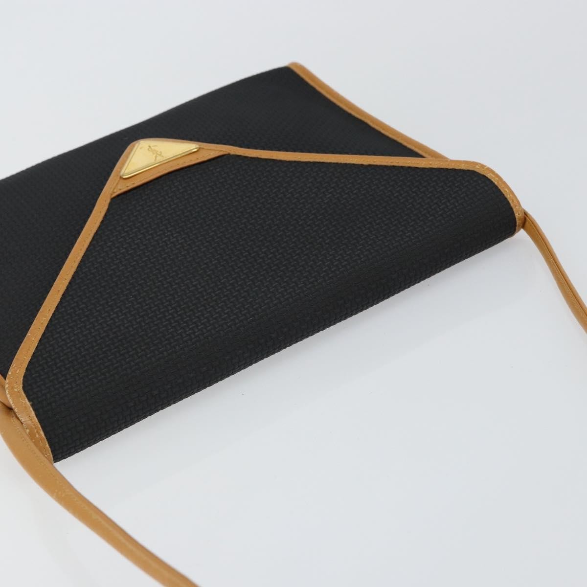 Saint Laurent Vintage Flap Crossbody Bag Coated Canvas With Leather Black Pvc Shoulder Bag Bag (Pre-Owned)