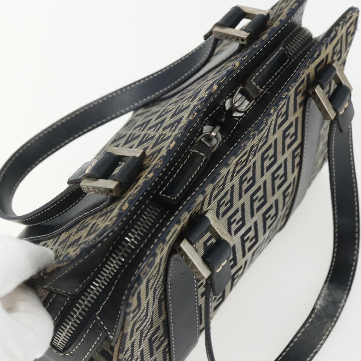 Fendi Vintage Satchel Zucchino Canvas Navy Canvas Handbag