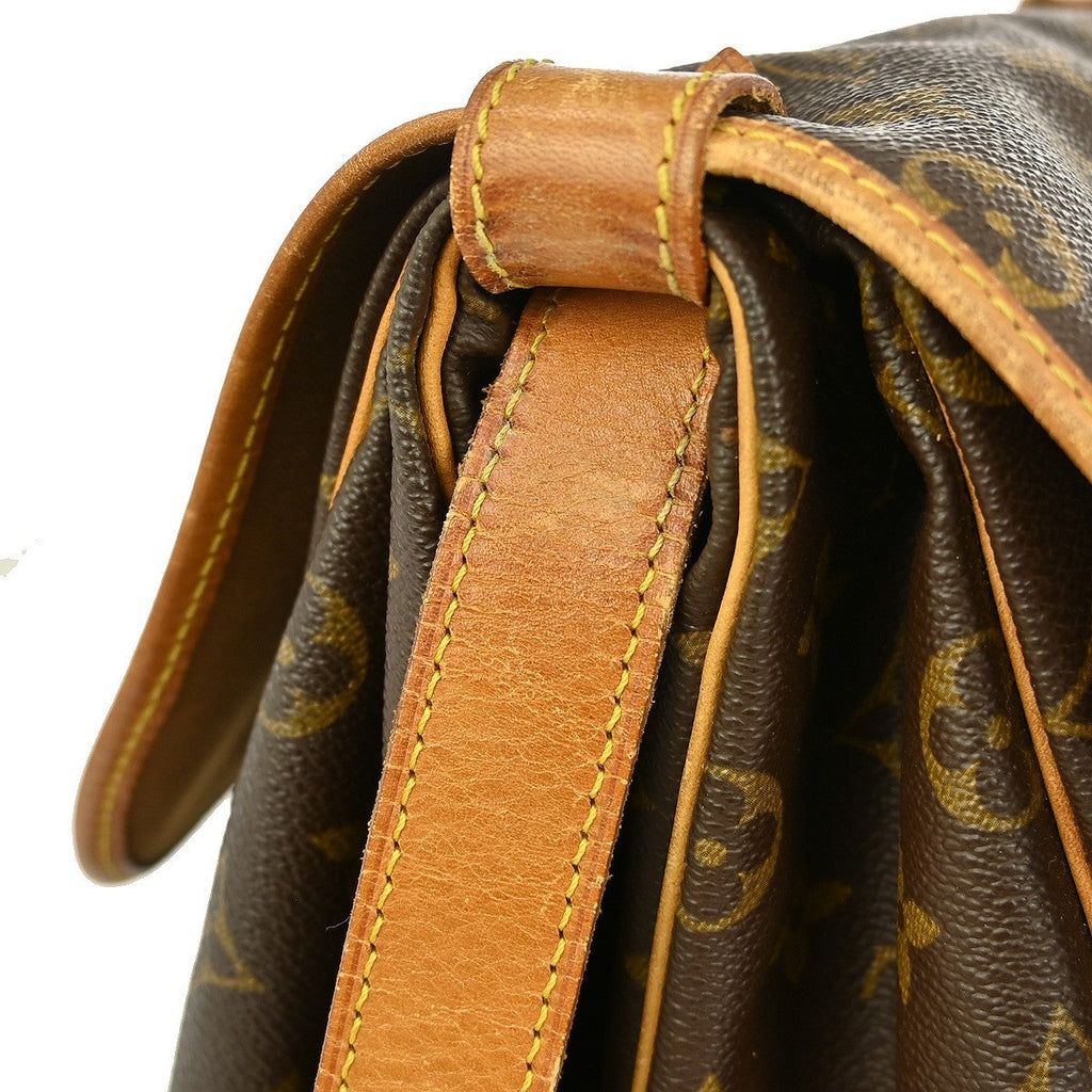 Louis Vuitton Saumur Handbag Monogram Canvas Brown Canvas Shoulder Bag
