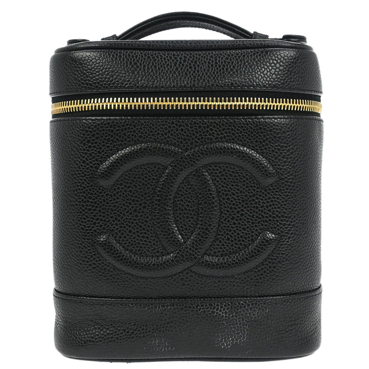 Chanel Vintage Timeless Cosmetic Case Caviar Black Leather Handbag