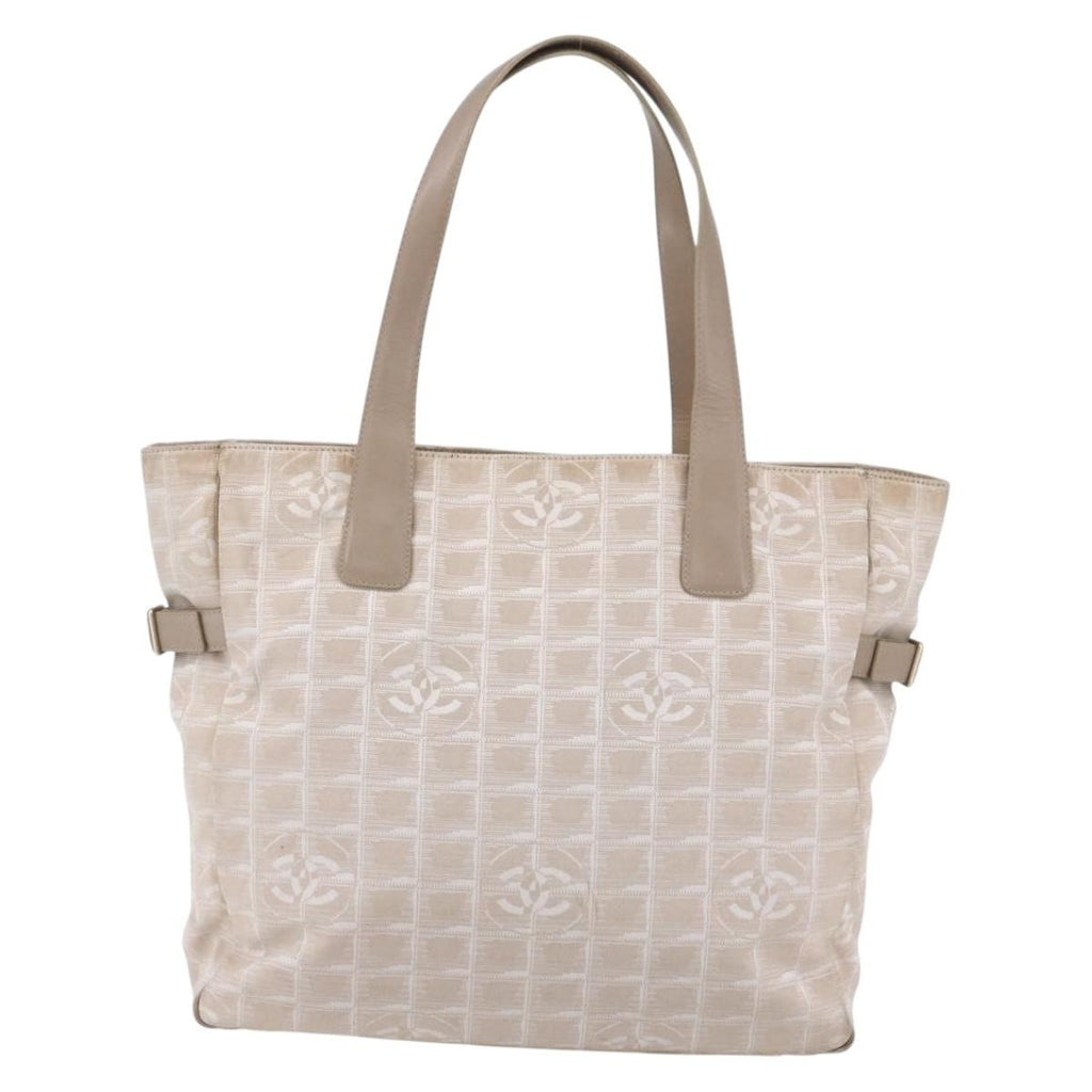 Chanel Travel Line Tote Nylon Beige Nylon Tote Bag Bag