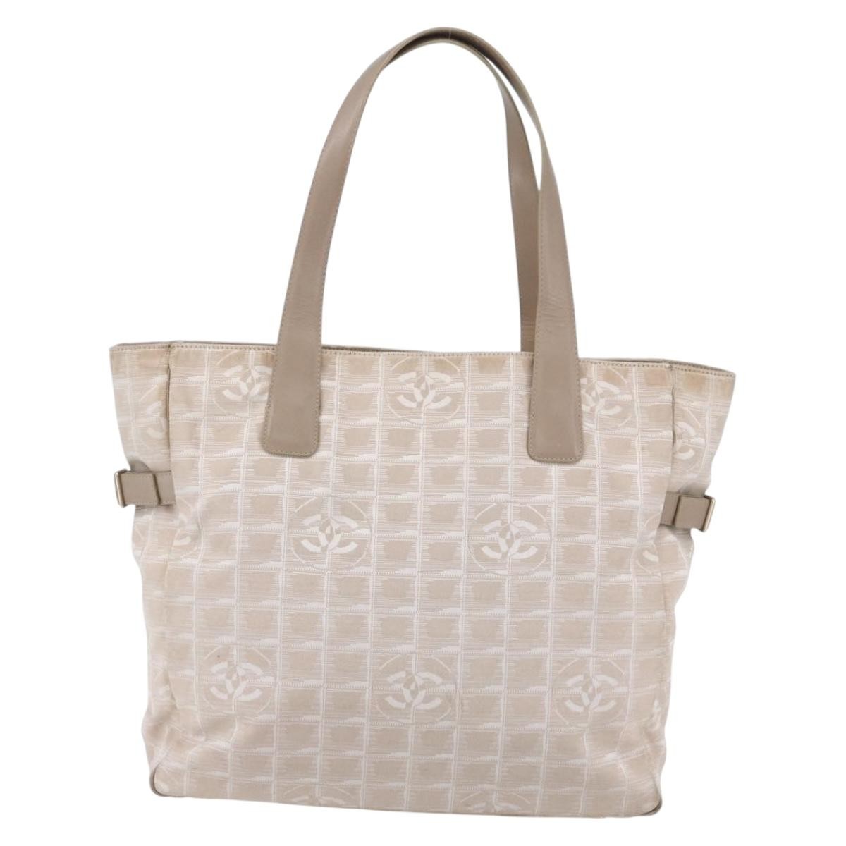 Chanel Travel Line Tote Nylon Beige Nylon Tote Bag Bag