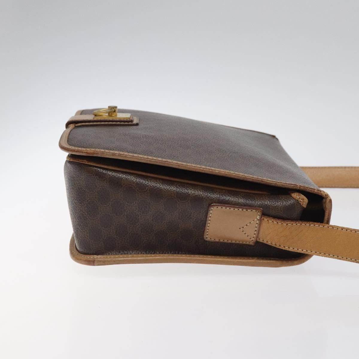 Celine Vintage Macadam Shoulder Bag Canvas And Leather Brown Canvas Shoulder Bag Bag