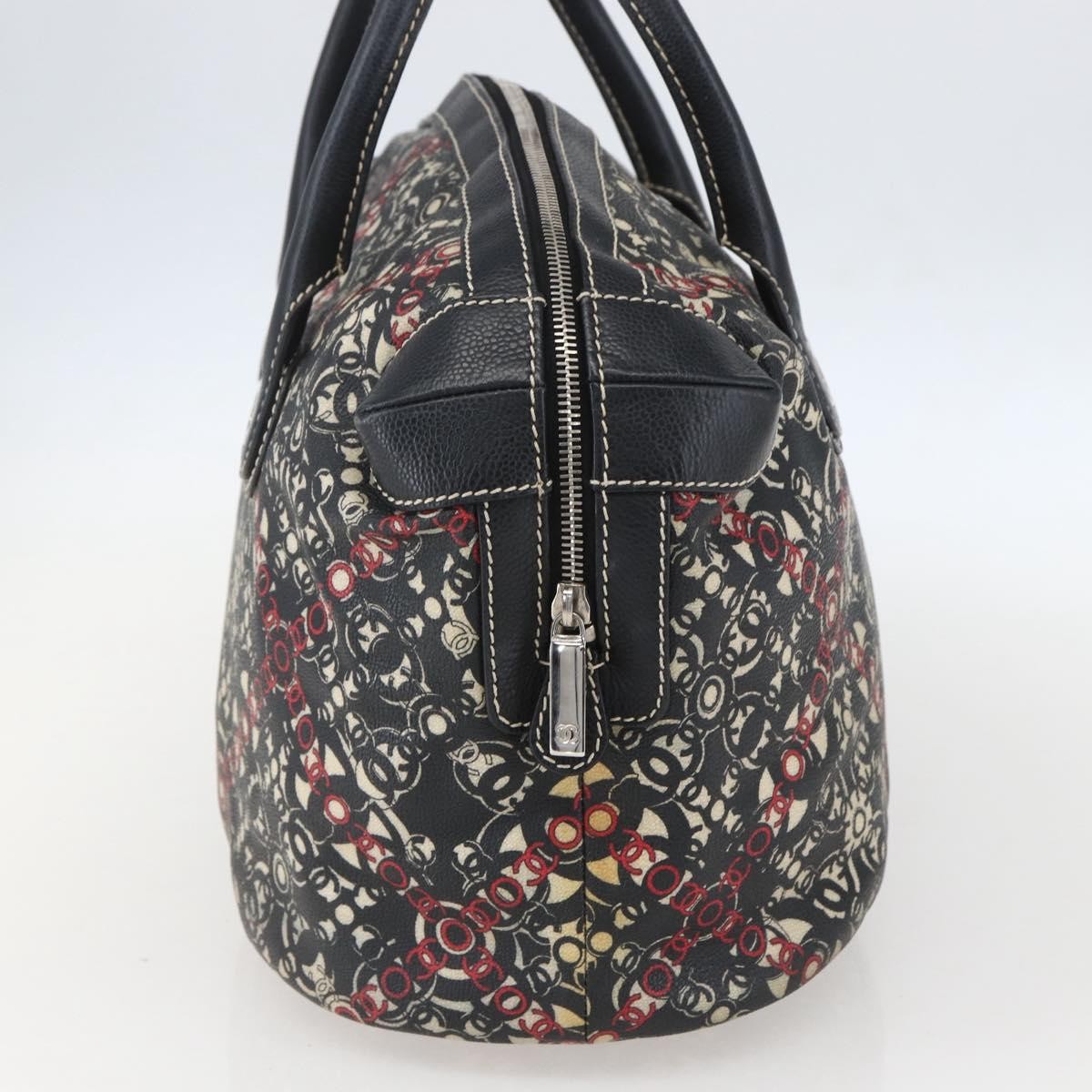 Chanel Optic Coco Bowler Bag Printed Coated Canvas With Caviar Black Pvc Travel Bag Bag