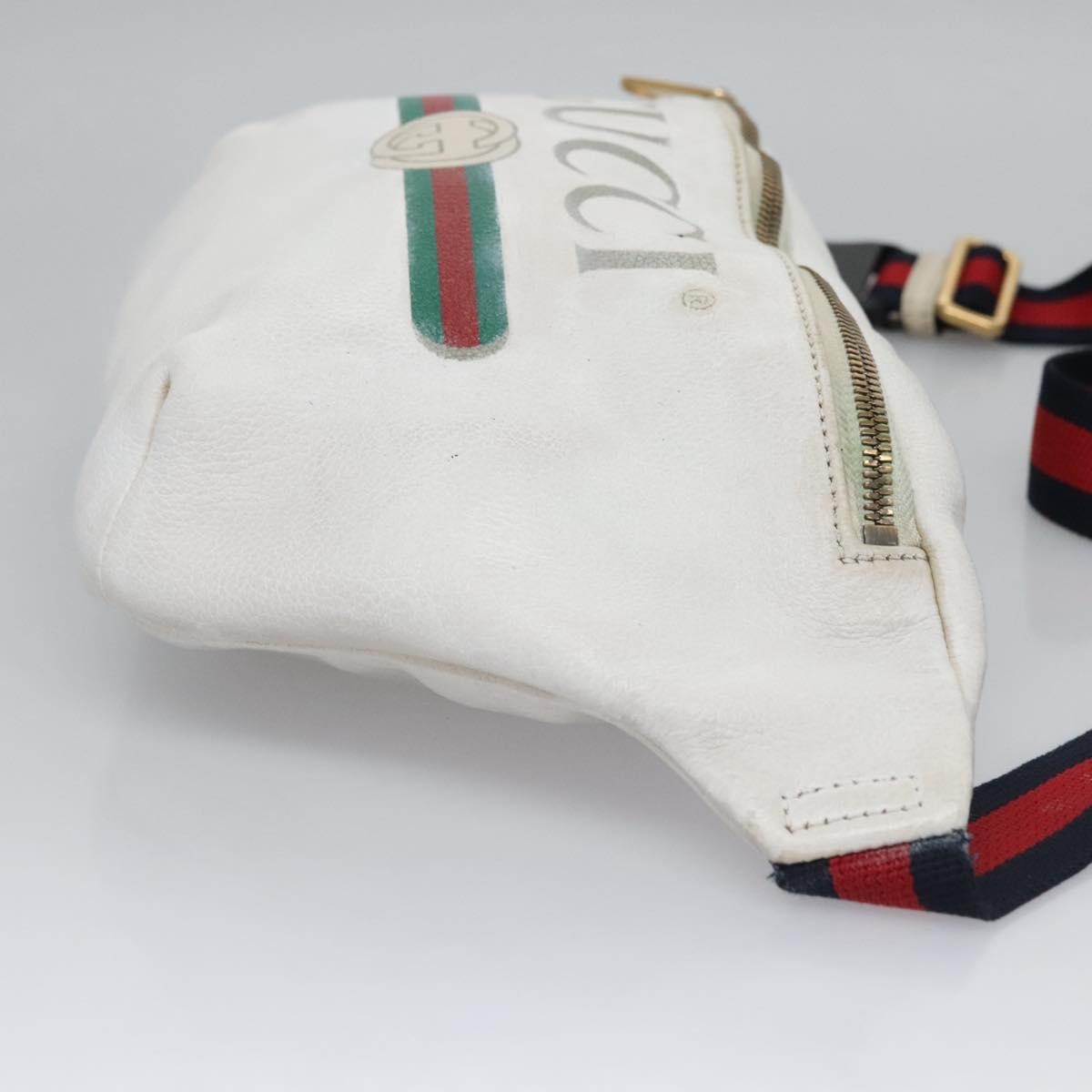 Gucci Logo Belt Bag Printed Leather White Leather Shoulder Bag Bag (Pre-Owned)
