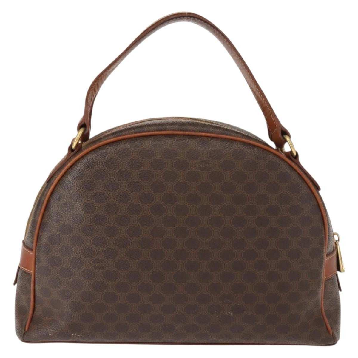 Celine Vintage Macadam Handbag Canvas And Leather Brown Canvas Handbag