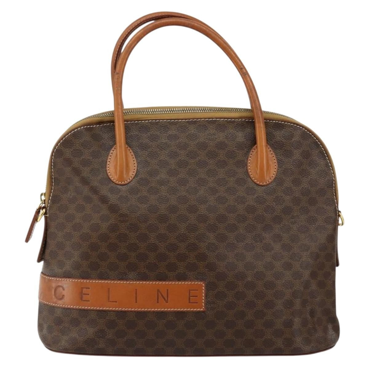 Celine Vintage Macadam Handbag Macadam Brown Canvas Bag