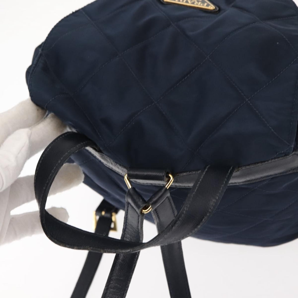 Prada Buckle Backpack Quilted Tessuto Navy Nylon Backpack Bag