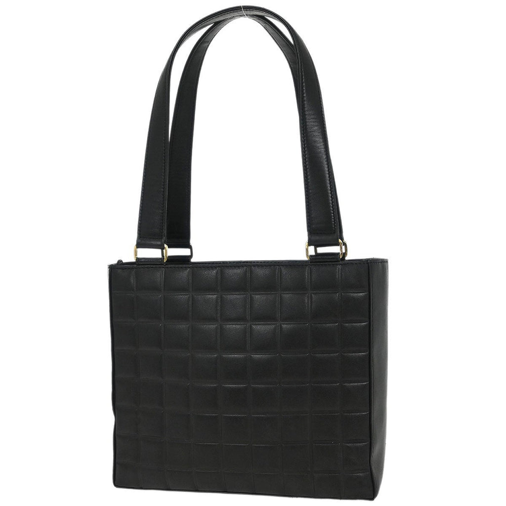 Chanel Chocolate Bar Cc Tote Quilted Leather Black Leather Tote Bag Bag