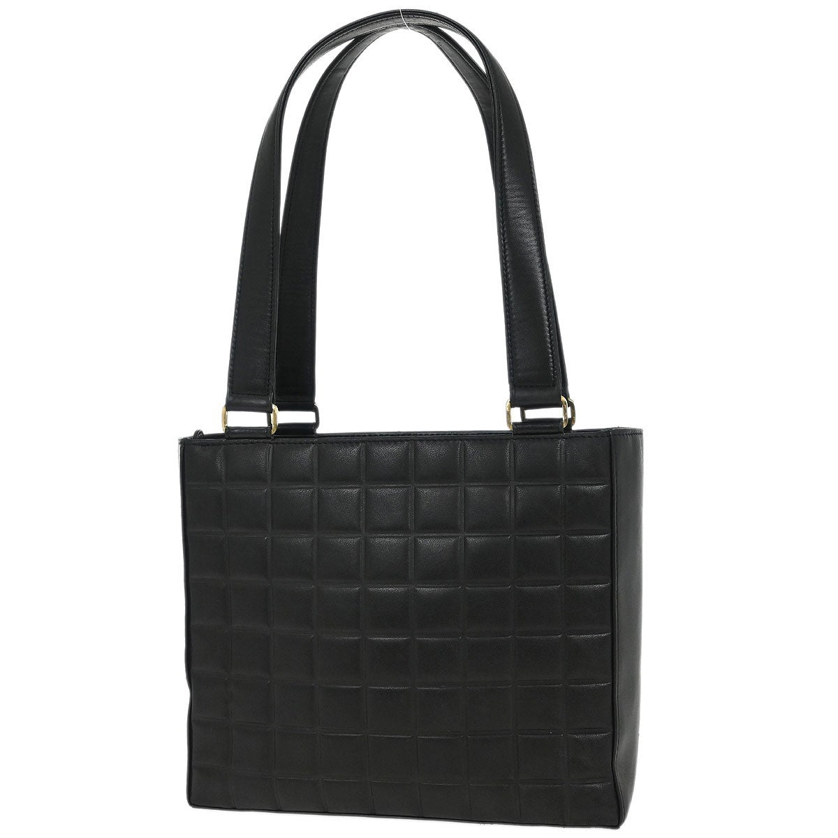 Chanel Chocolate Bar Cc Tote Quilted Leather Black Leather Tote Bag Bag
