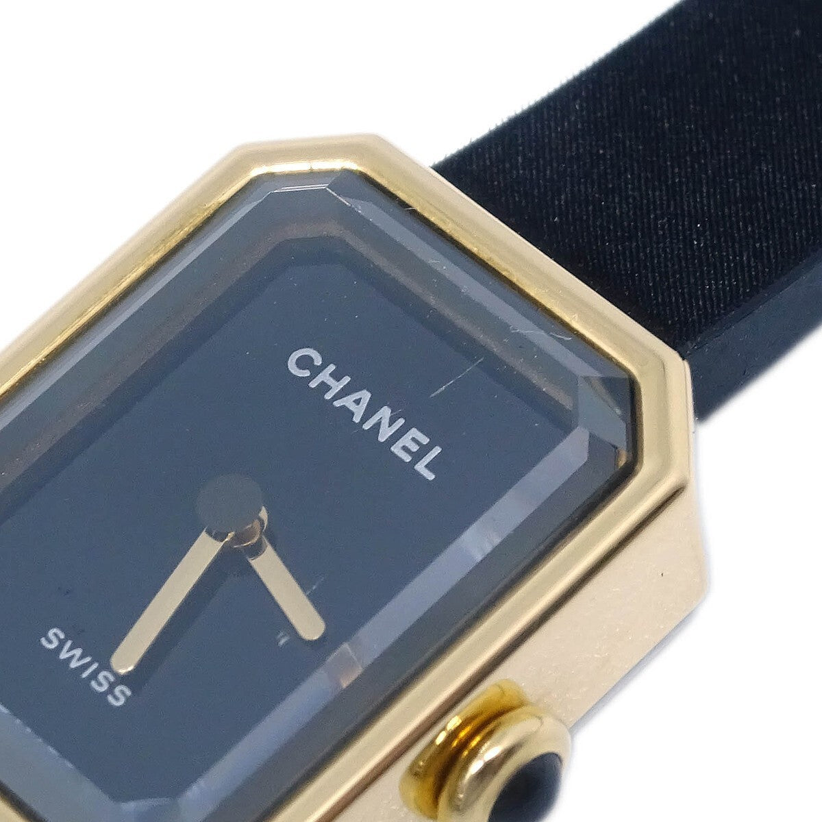 Chanel Premiere Velours Mini Quartz Watch Titanium With Yellow Gold And Velvet Rubber With Diamond Dial Watch