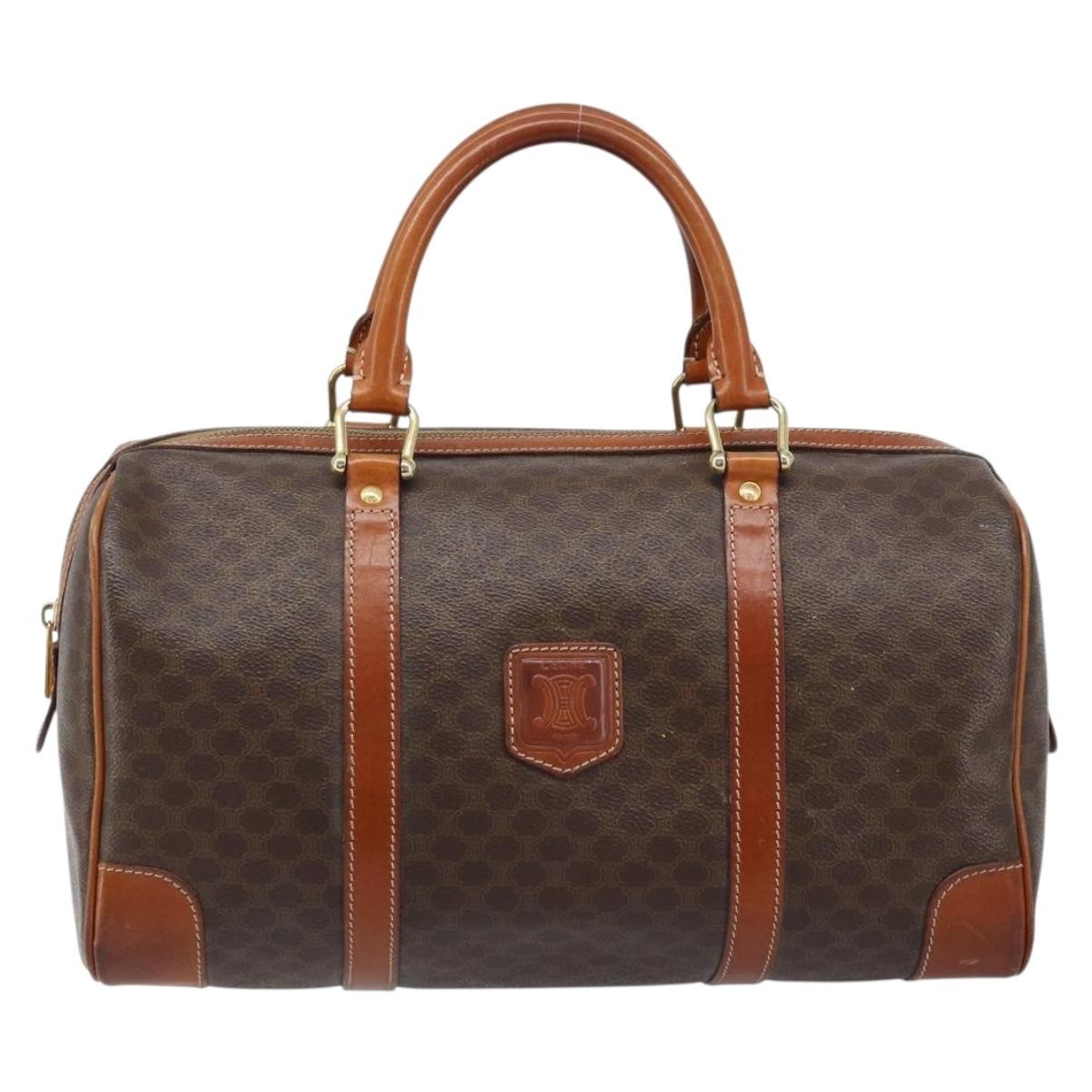 Celine Vintage Duffle Bag Canvas And Leather Brown Canvas Travel Bag Bag