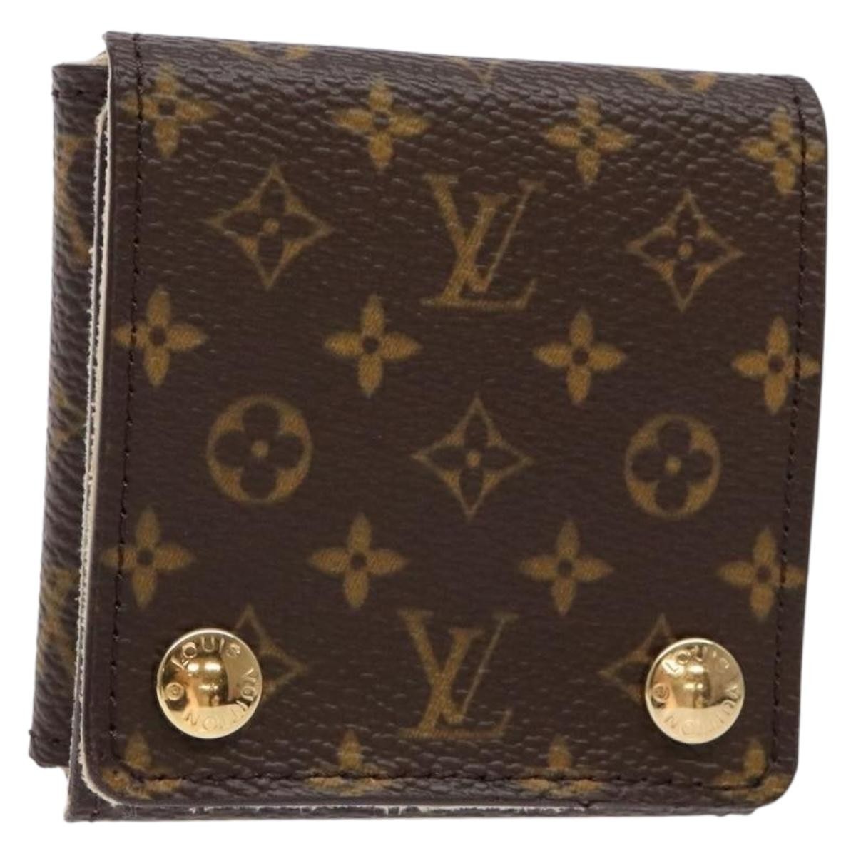 Louis Vuitton Case Jewelry Box Canvas Brown Canvas Wallets Accessory