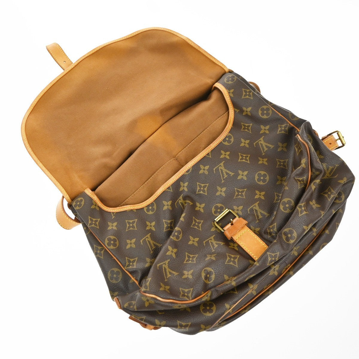 Louis Vuitton Saumur Handbag Monogram Canvas Brown Canvas Shoulder Bag