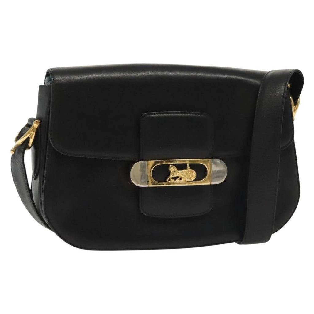 Celine Horse Carriage Shoulder Bag Leather Black Leather Bag
