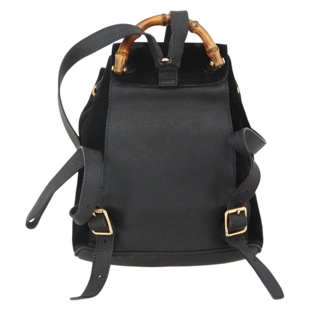 Gucci Gucci Bamboo Backpack Daim Black Denim_Jeans Backpack Bag (Pre-Owned)