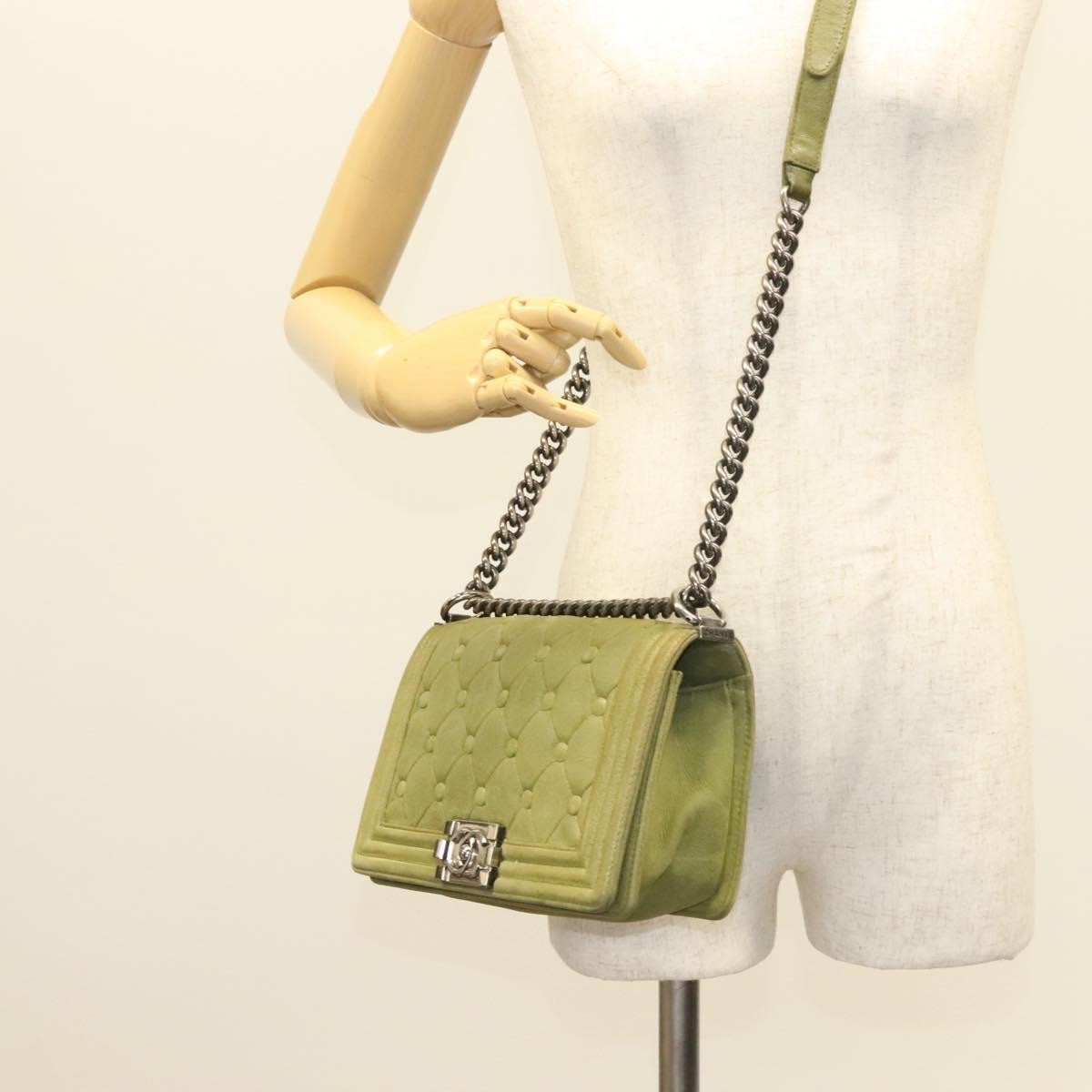 Chanel Celtic Boy Flap Bag Suede Green Suede Shoulder Bag Bag