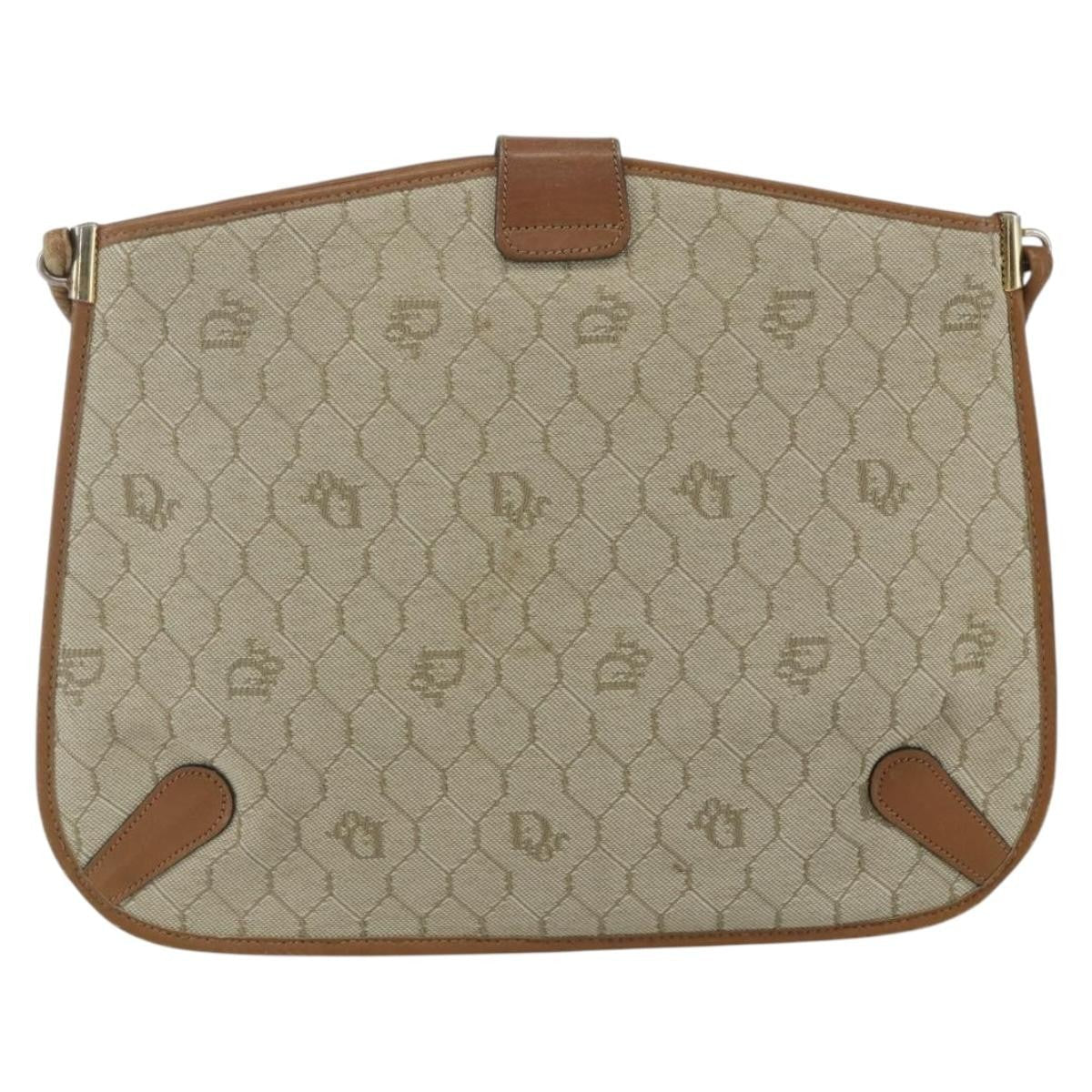 Christian Dior Vintage Honeycomb Shoulder Bag Canvas And Leather Beige Canvas Shoulder Bag Bag (Pre-Owned)