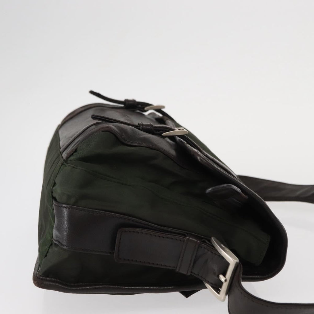 Prada Double Buckle Flap Messenger Bag Tessuto Khaki Nylon Shoulder Bag Bag
