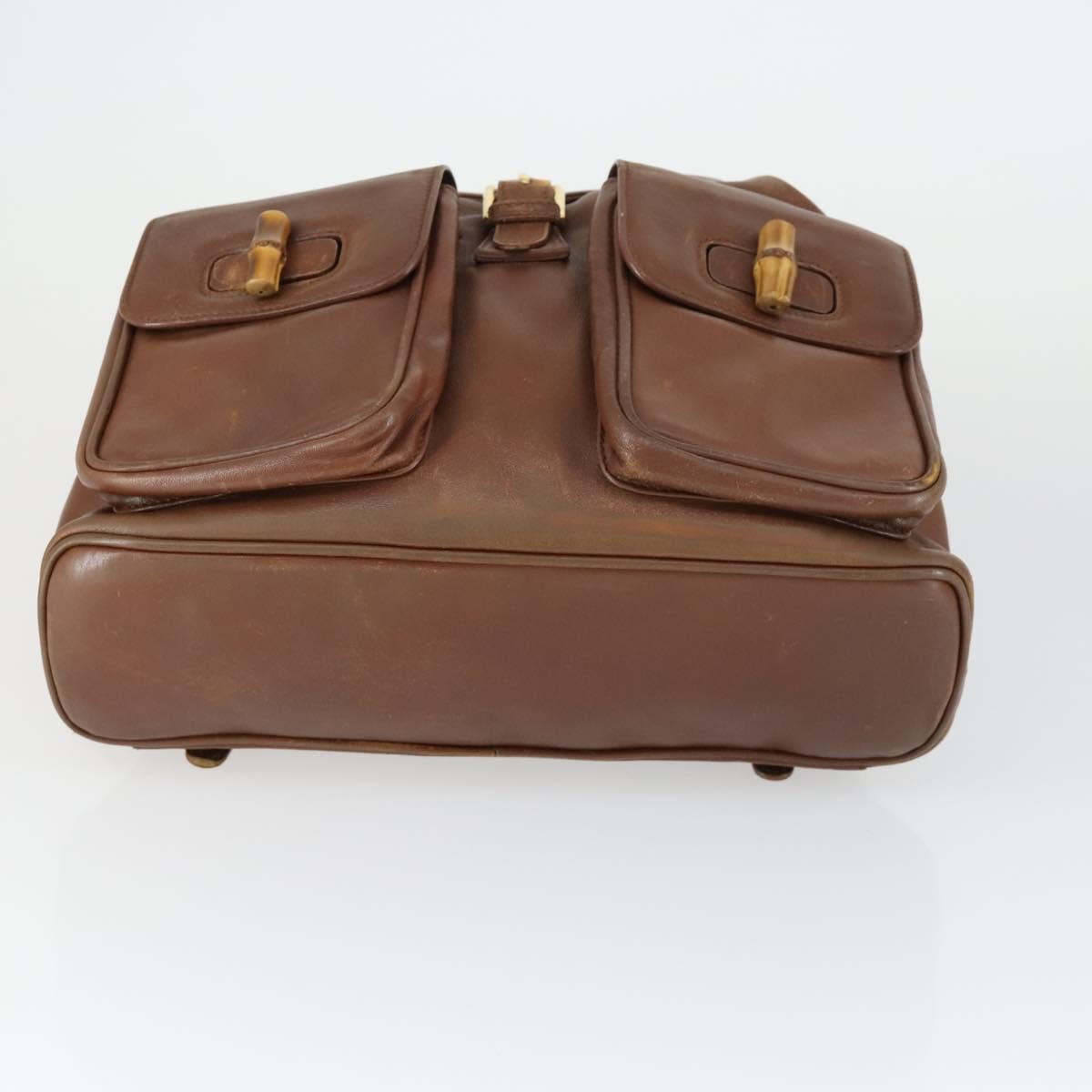 Gucci Vintage Bamboo Backpack Leather Brown Leather Backpack Bag (Pre-Owned)