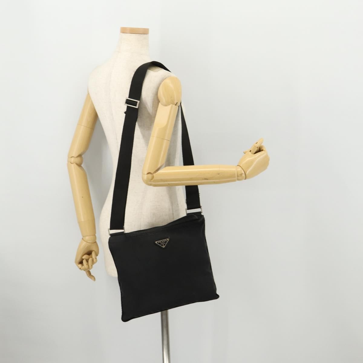 Prada Flat Messenger Bag Tessuto Black Nylon Shoulder Bag Bag